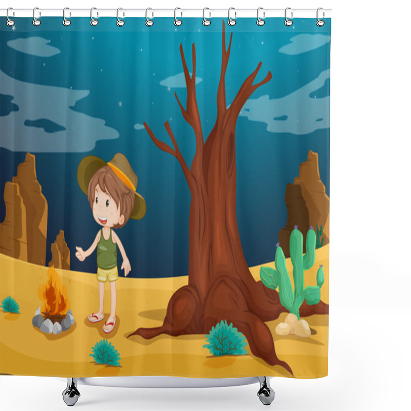 Personality  A Desert With A Young Boy Shower Curtains