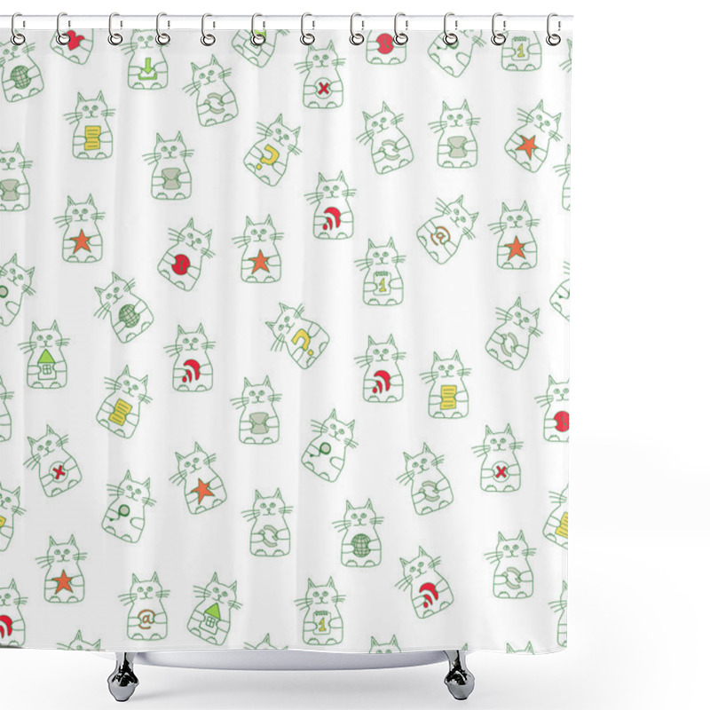 Personality  Seamless Pattern With Cute Cats Shower Curtains