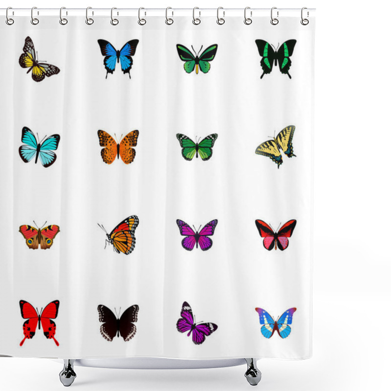 Personality  Set Of Butterfly Realistic Symbols With Agrias Claudina, Precis Almana, Monarch And Other Icons For Your Web Mobile App Logo Design. Shower Curtains