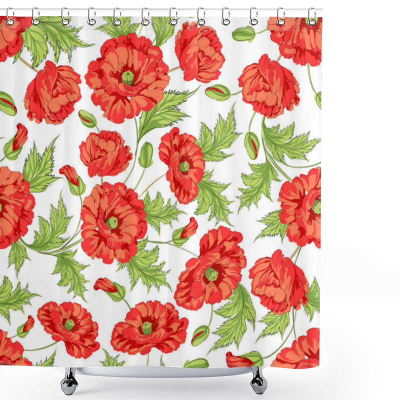 Personality  Pattern Of Poppy Flowers. Shower Curtains