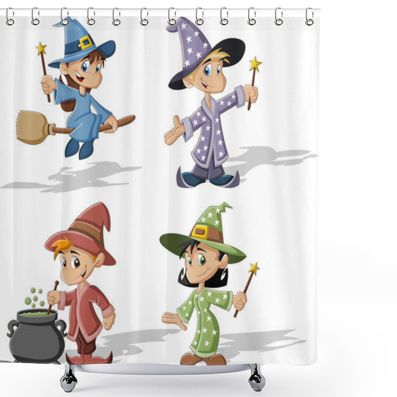 Personality  Wizard Boys And Witch Girls Shower Curtains