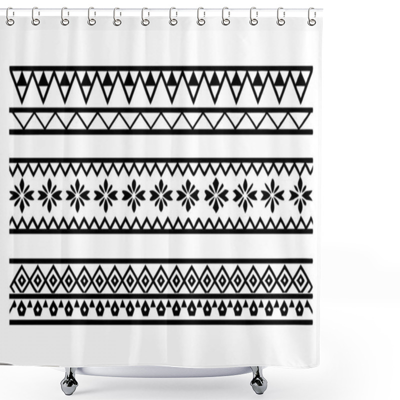 Personality  Hand Drawn Border Ethnic For Fabric Patterns Vector Illustration Shower Curtains