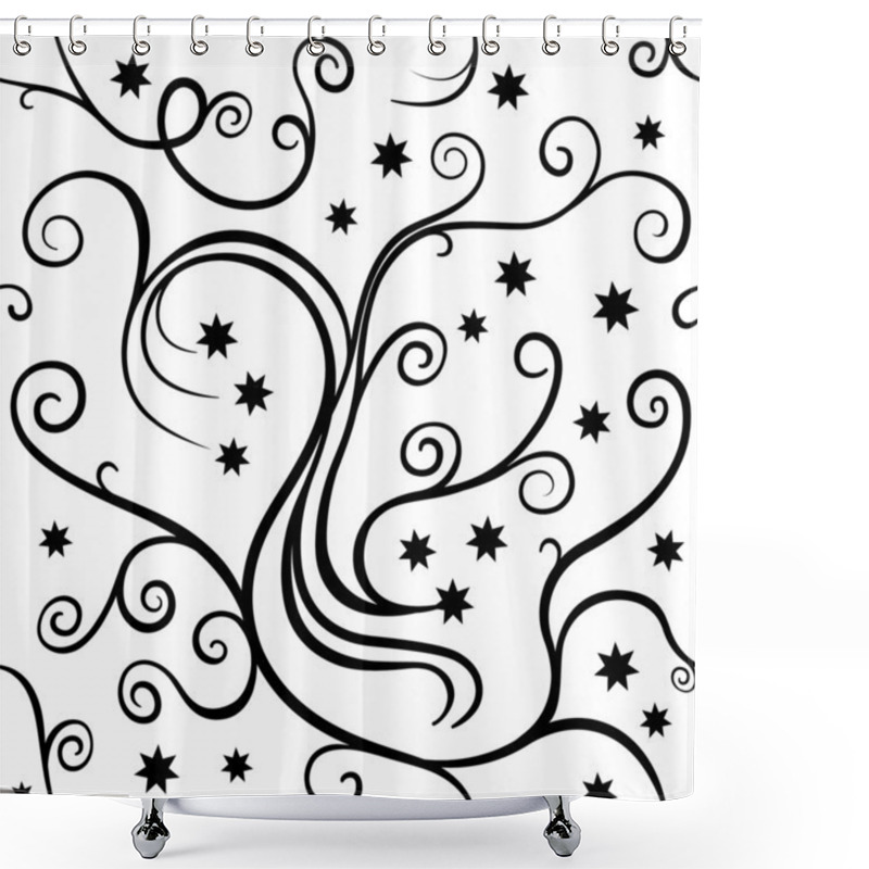 Personality  Floral Pattern With Stars Shower Curtains