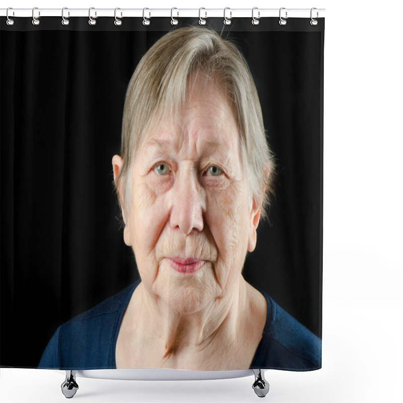 Personality  Senior Woman's Portrait Shower Curtains