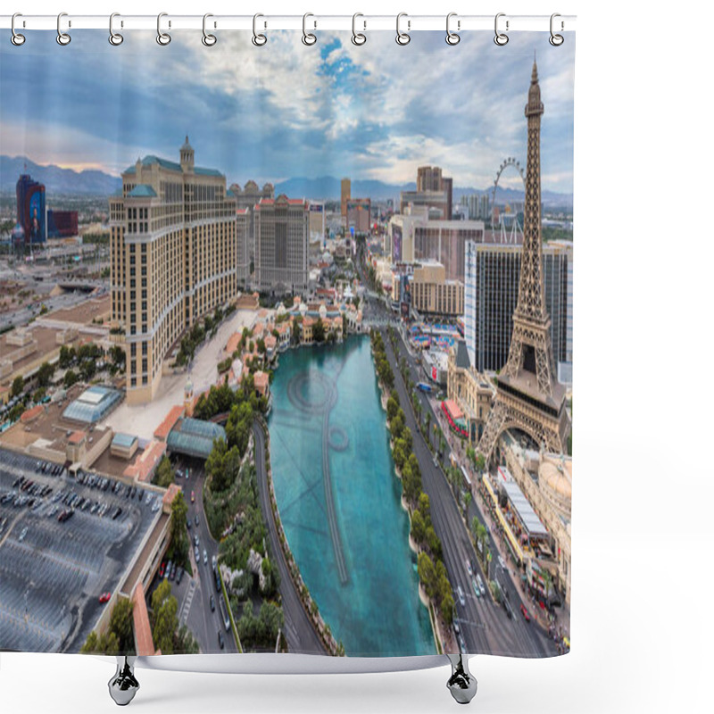 Personality  Aerial View Of Las Vegas Strip On July 25, 2017 In Las Vegas, Nevada. The Vegas Strip Is Home To The Largest Hotels And Casinos In The World. Shower Curtains