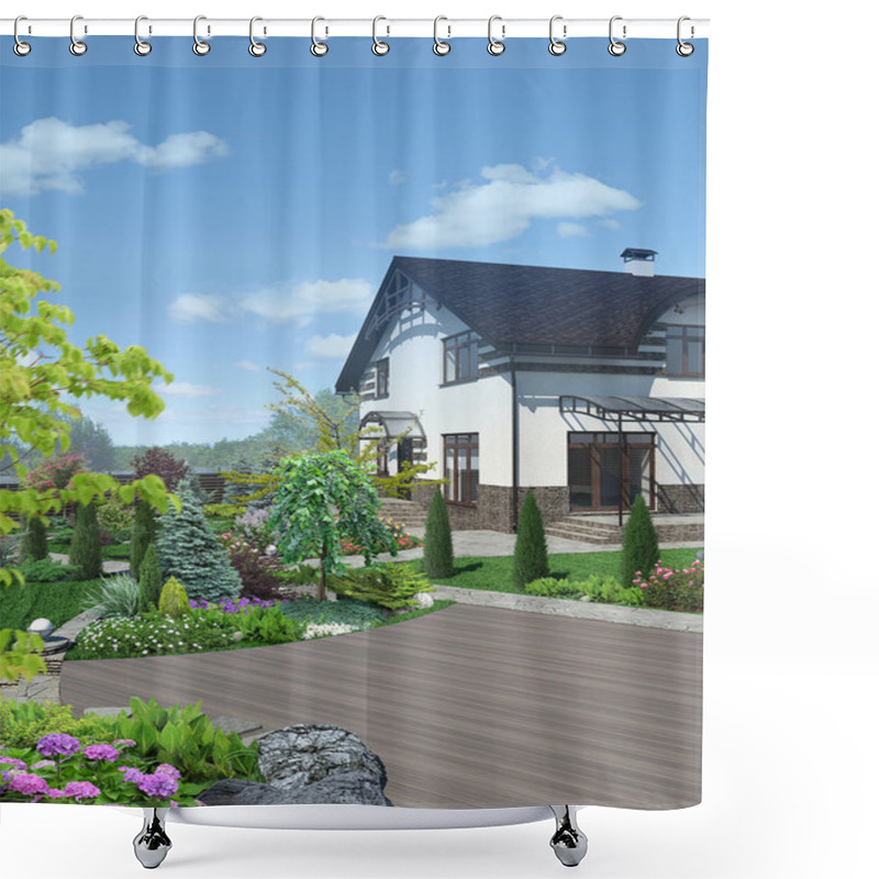 Personality  Landscaping Around A Patio, Render 3d Shower Curtains