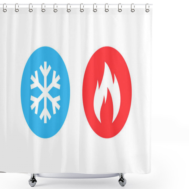 Personality  Hot And Cold Vector Icon Set. Heating And Cooling Buttons Vector EPS10 Shower Curtains