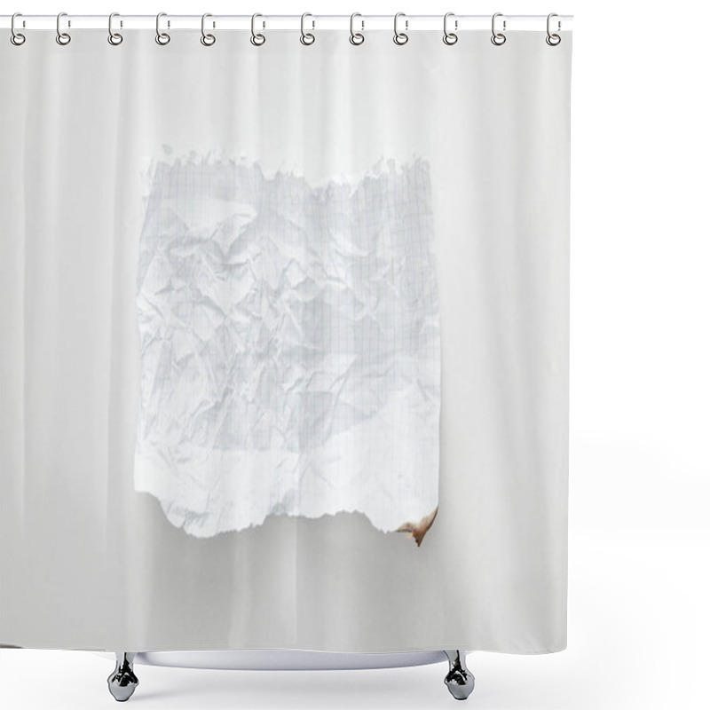 Personality  Top View Of Empty Crumpled Paper On White Background Shower Curtains