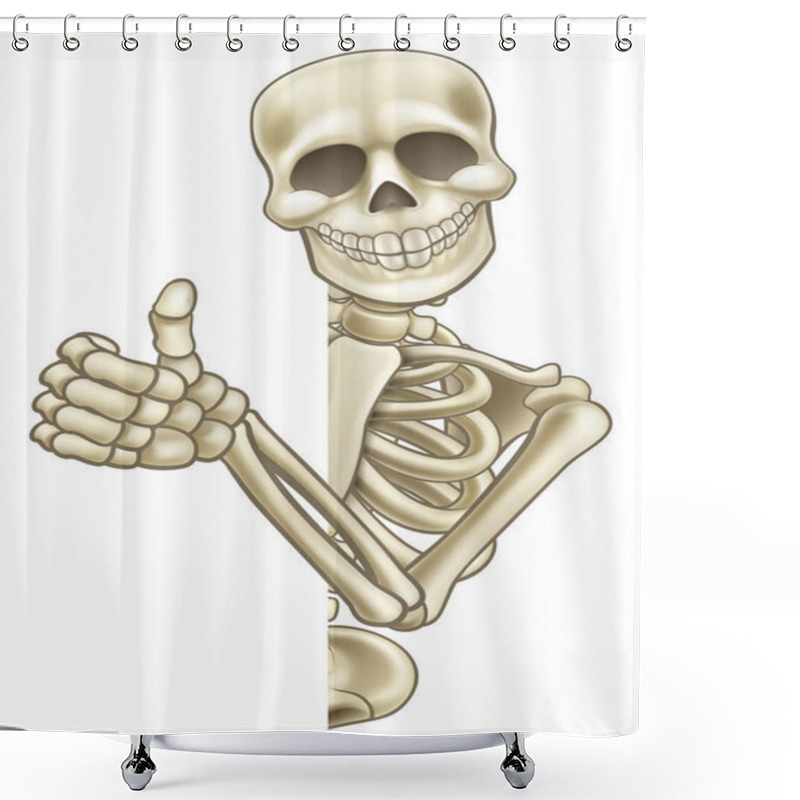 Personality  Thumbs Up Cartoon Skeleton Sign Shower Curtains