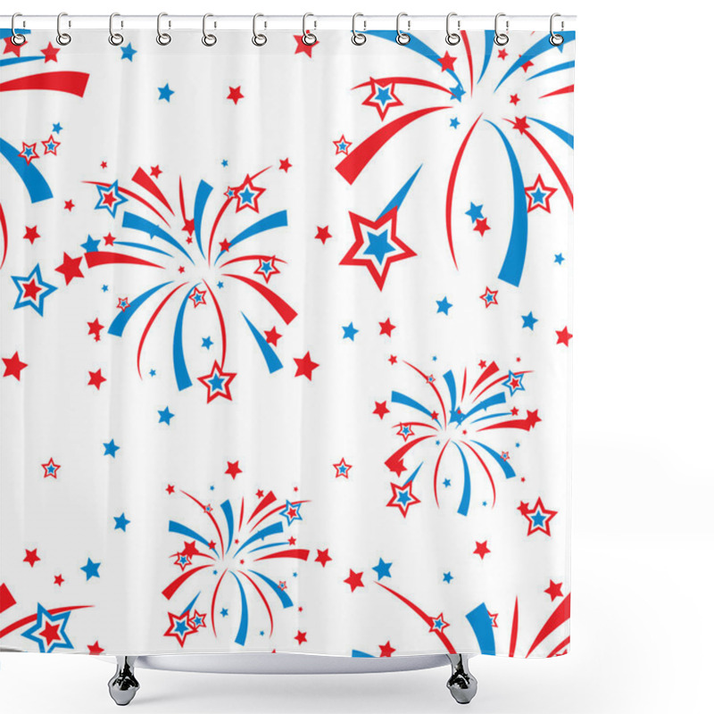 Personality  Festive Fireworks Display Seamless Background Shower Curtains