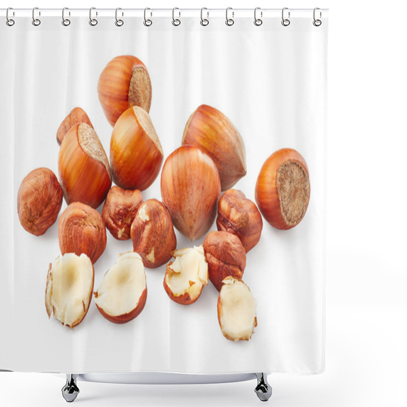 Personality  Hazelnuts Isolated On White Shower Curtains