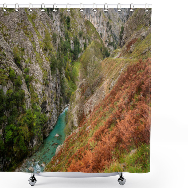 Personality  Ruta Del Cares Trail Nature Landscape In Picos De Europa National Park, Spain Shower Curtains