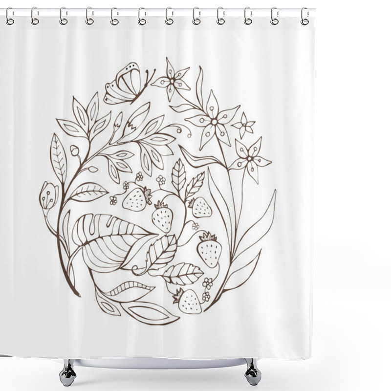 Personality  Flowers And Fruits Decoration With Butterfly  Shower Curtains