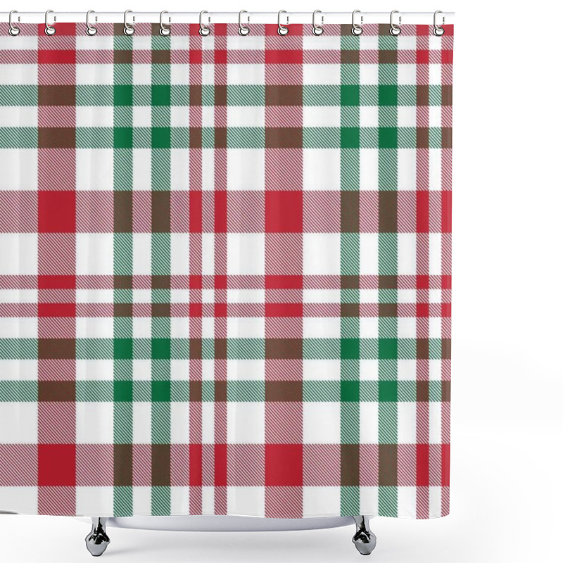 Personality  Christmas Plaid, Checkered, Tartan Seamless Pattern Suitable For Fashion Textiles And Graphics Shower Curtains