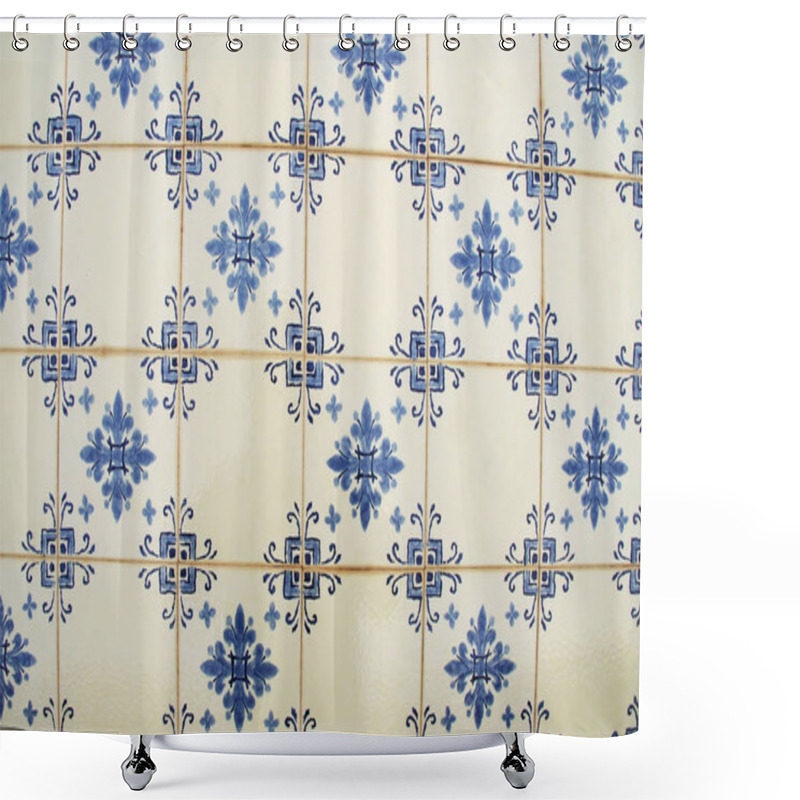 Personality  Typical Portuguese Tiles, Blue And White Shower Curtains