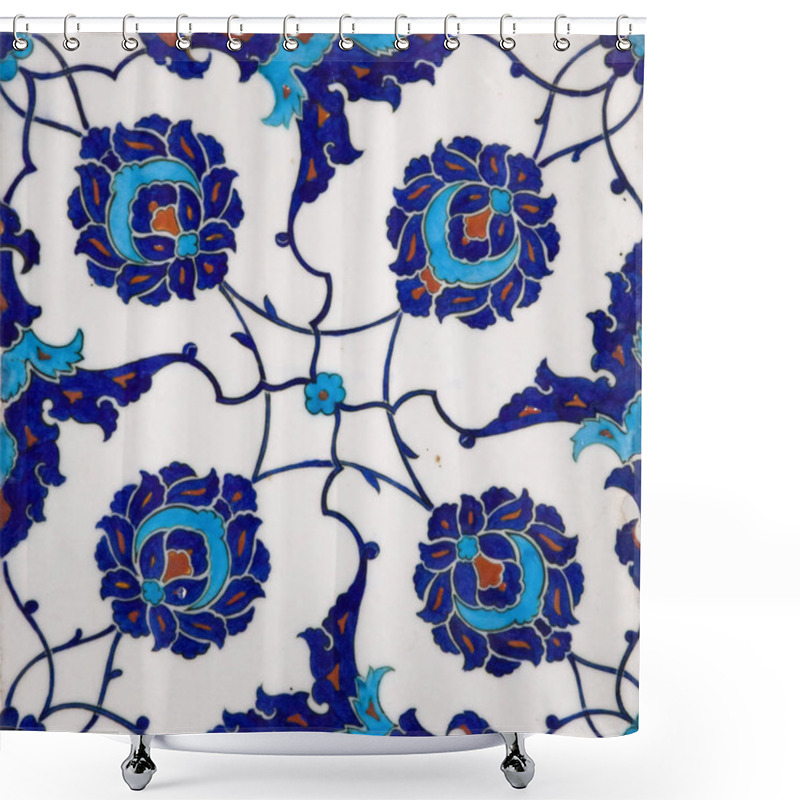 Personality  Ancient Ottoman Handmade Turkish Tiles With Floral Patterns From Topkapi Palace In Istanbul, Turkey Shower Curtains