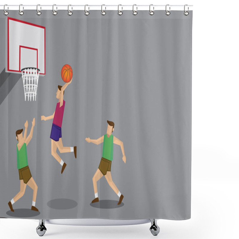 Personality  Basketball Players Slam Dunk Shot Vector Illustration Shower Curtains