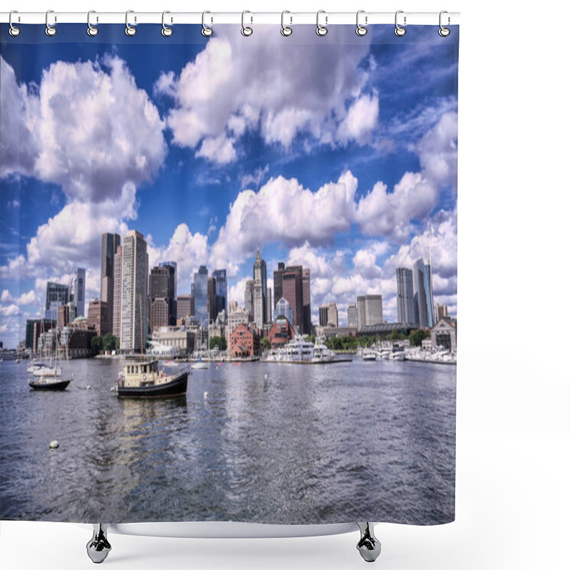 Personality  The Boston, Massachusetts Skyline From Boston Harbor. Shower Curtains