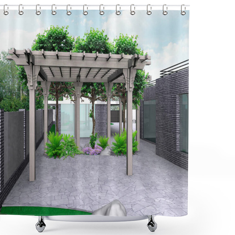 Personality  Home Patio And Horticultural Background, 3D Rendering Shower Curtains