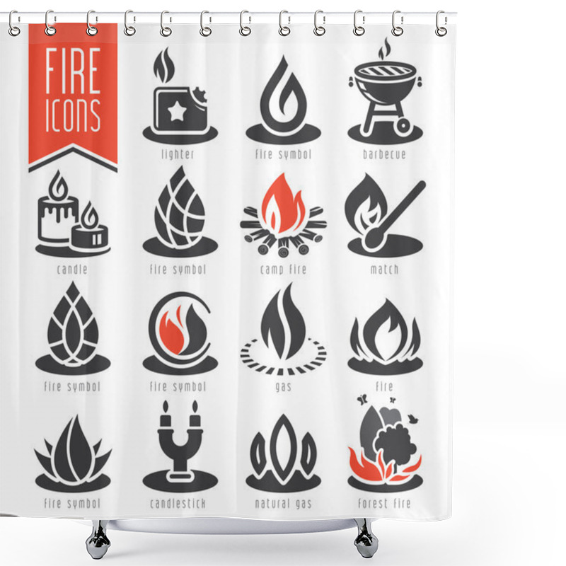 Personality  Fire Icon Set Shower Curtains