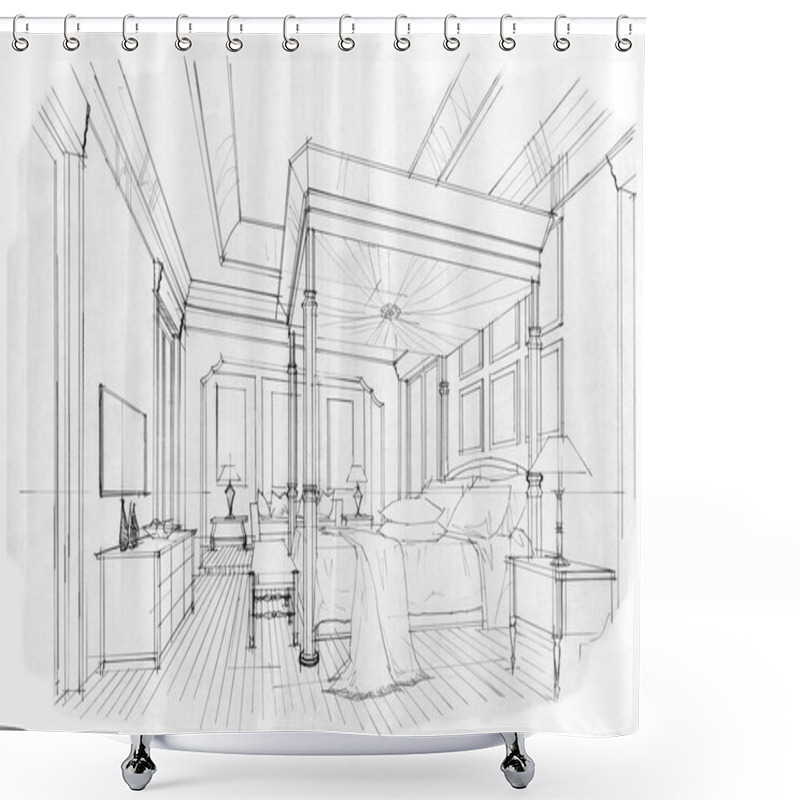 Personality  Sketch Interior Perspective  Shower Curtains