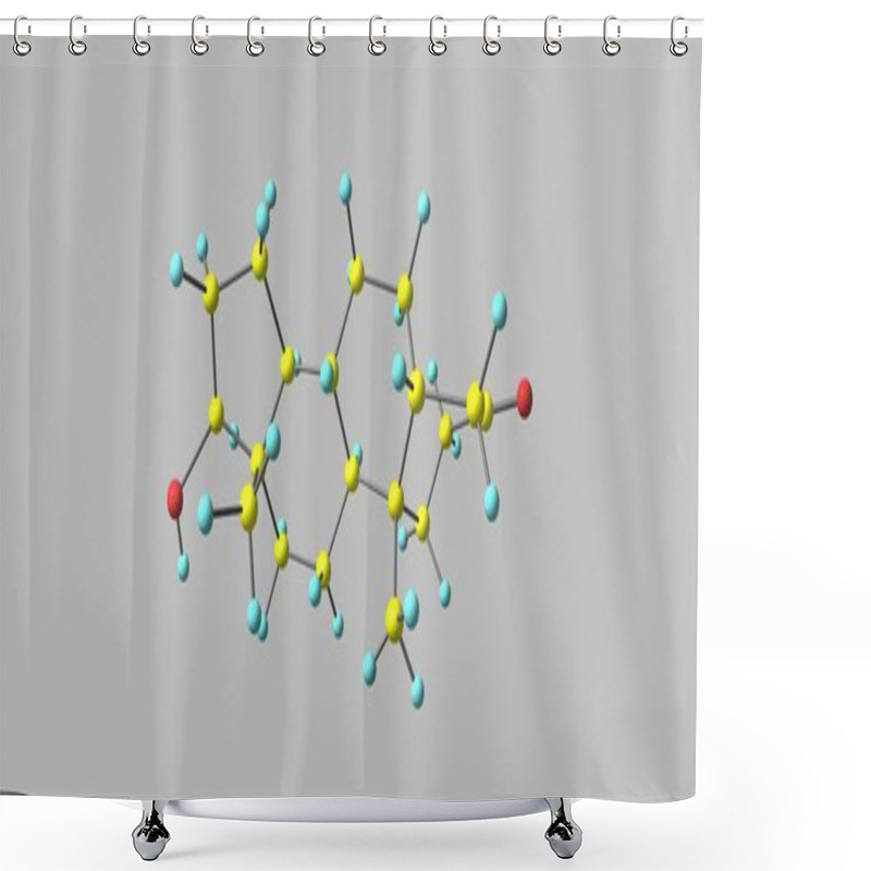 Personality  Dihydrotestosterone Molecular Structure Isolated On Grey Shower Curtains