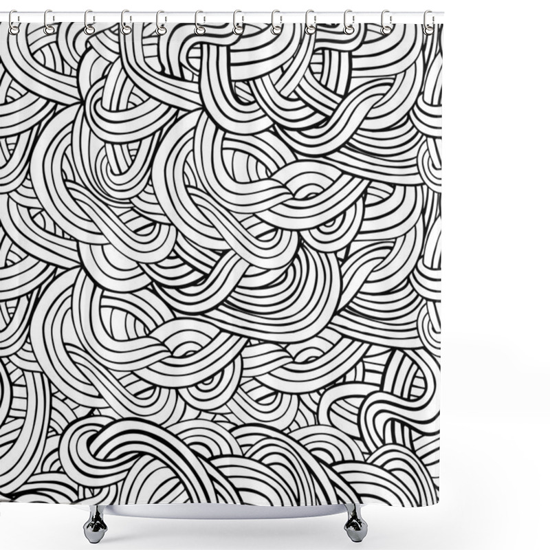 Personality  Seamless Abstract Waves And Curves Pattern Shower Curtains