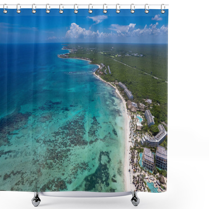 Personality  Drone View Of Akumal Bay, Riviera Maya, Mexico Shower Curtains