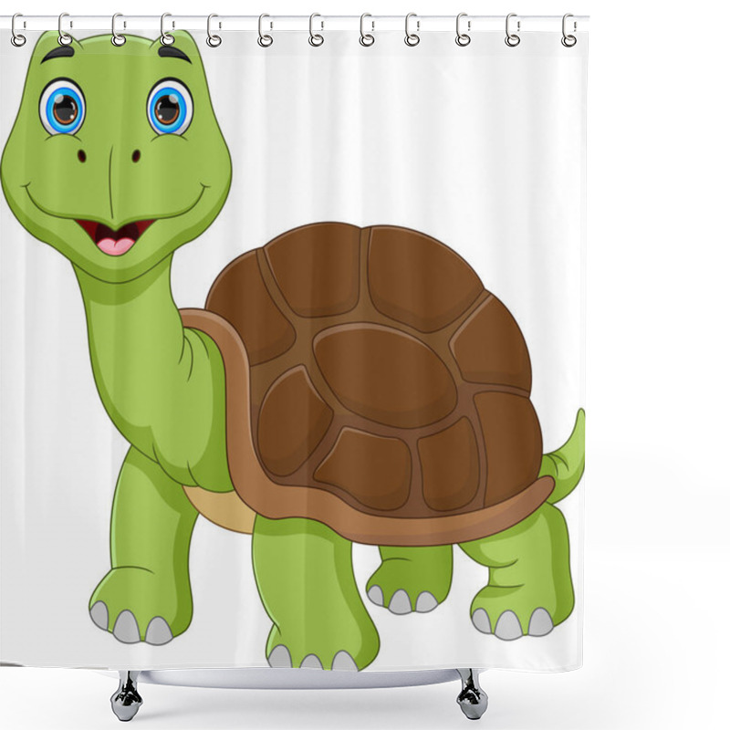 Personality  Funny Turtle Cartoon Isolated On White Background Shower Curtains