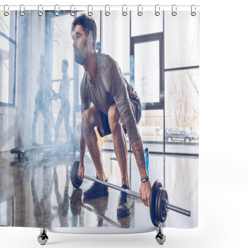 Personality  Sportsman Lifting Barbell  Shower Curtains