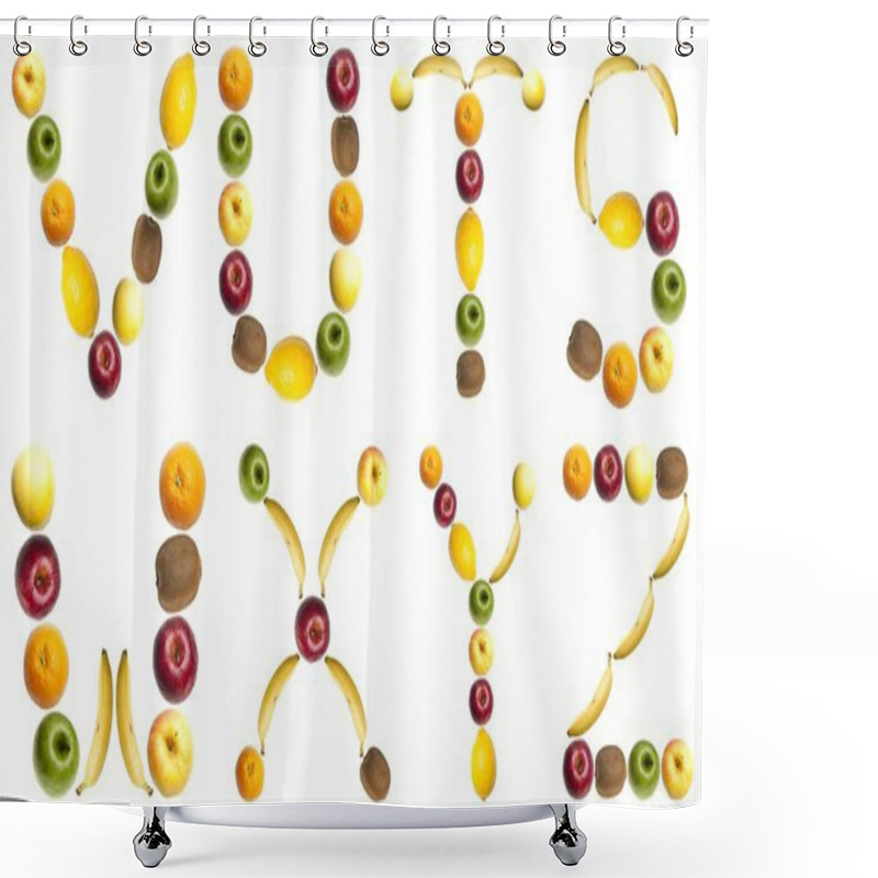 Personality  Letters Made Of Fruits Shower Curtains