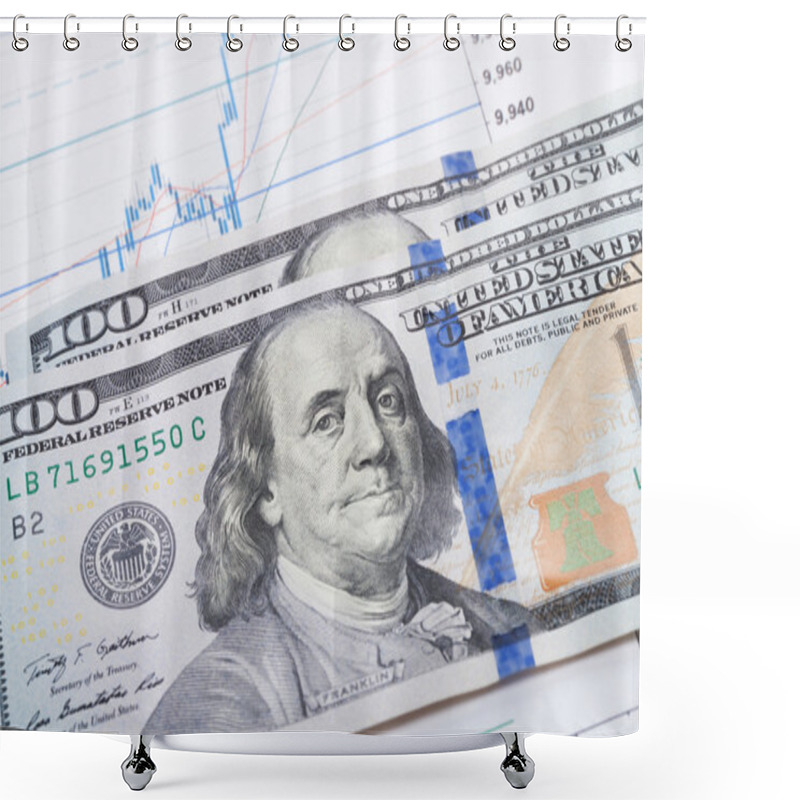 Personality  100 USA Dollars Banknote Over Stock Market Chart Shower Curtains