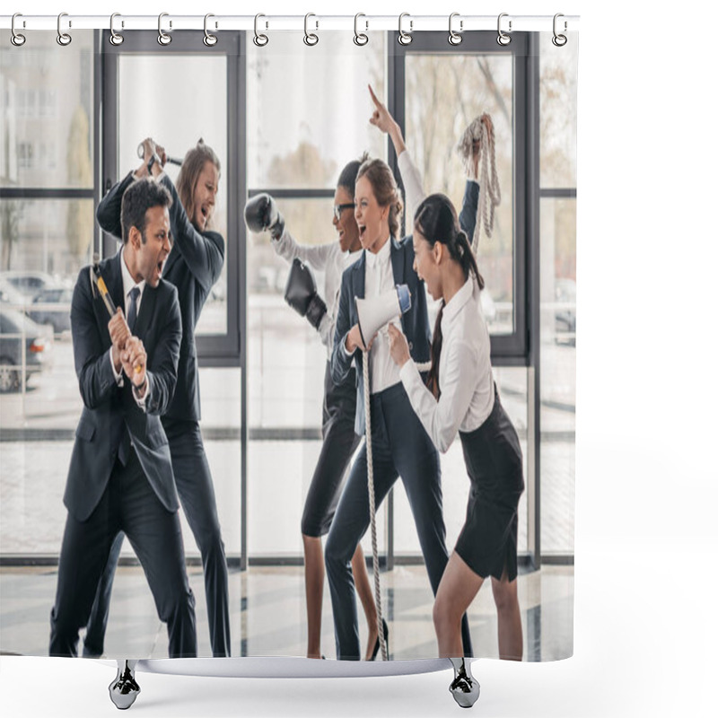 Personality  Businesspeople Yelling And Quarreling  Shower Curtains