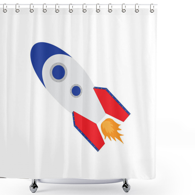 Personality  Space Rocket Vector Shower Curtains