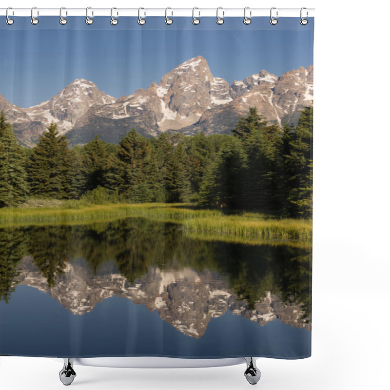 Personality  Teton Range Smooth Water Reflecting Grand Teton's National Park Shower Curtains