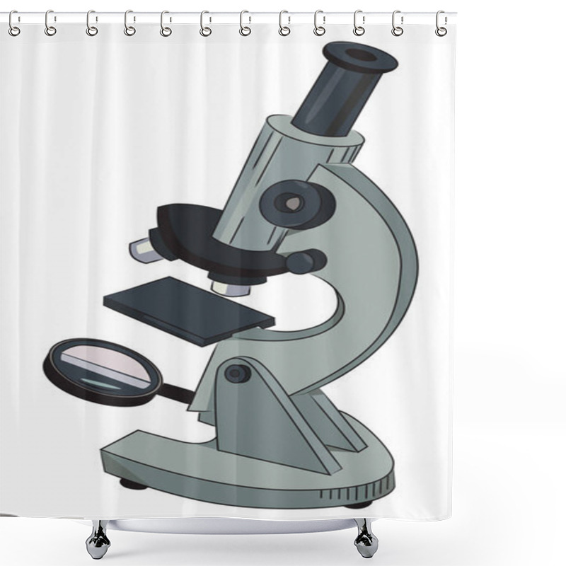 Personality  Cartoon Image Of Microscope Shower Curtains