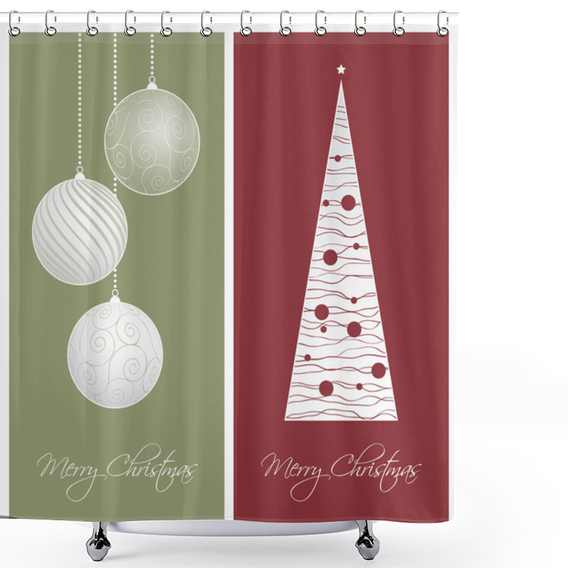 Personality  Red And Green Christmas Card Backgrounds Shower Curtains