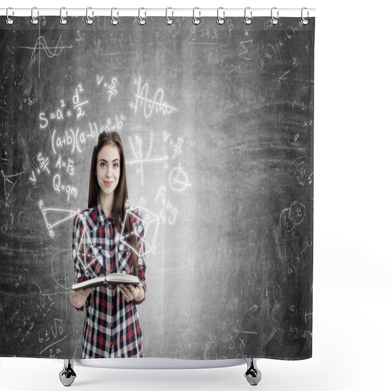 Personality  Young Woman Scientist In Making Shower Curtains