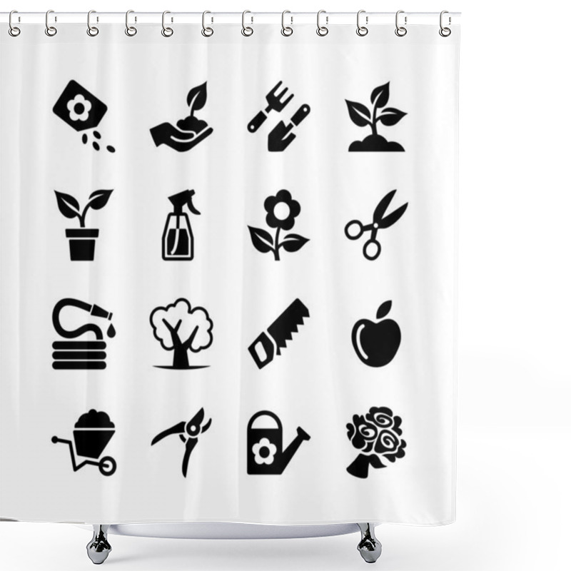 Personality  Web Icon Set -Garden, Tools, Watering Shower Curtains