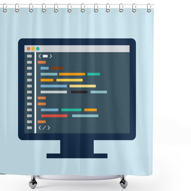 Personality  Code Editor On A Monitor Shower Curtains