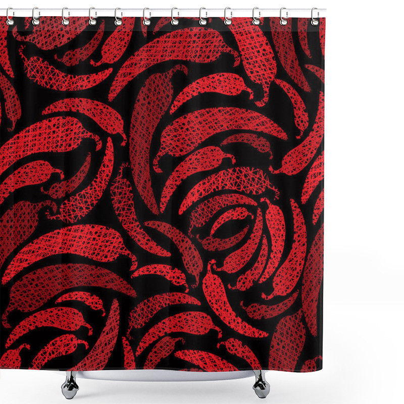 Personality  Red Hot Chilly Peppers Seamless Pattern, Mexican Food Theme Seam Shower Curtains