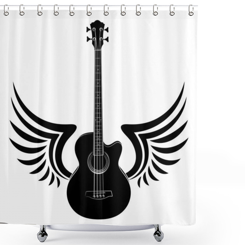 Personality  Guitar Variety Bass Sketch With Wings. Shower Curtains