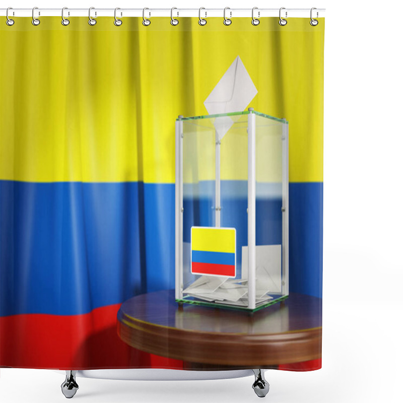 Personality  Ballot Box With Flag Of Colombia  And Voting Papers. Colombian P Shower Curtains