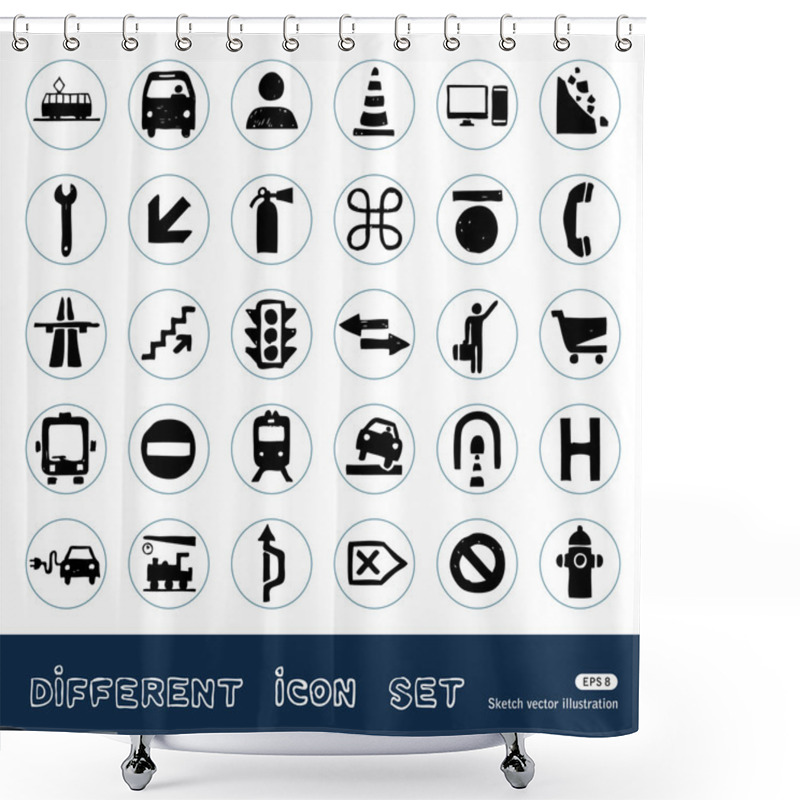 Personality  Transport And Road Signs Urban Web Icons Set Shower Curtains