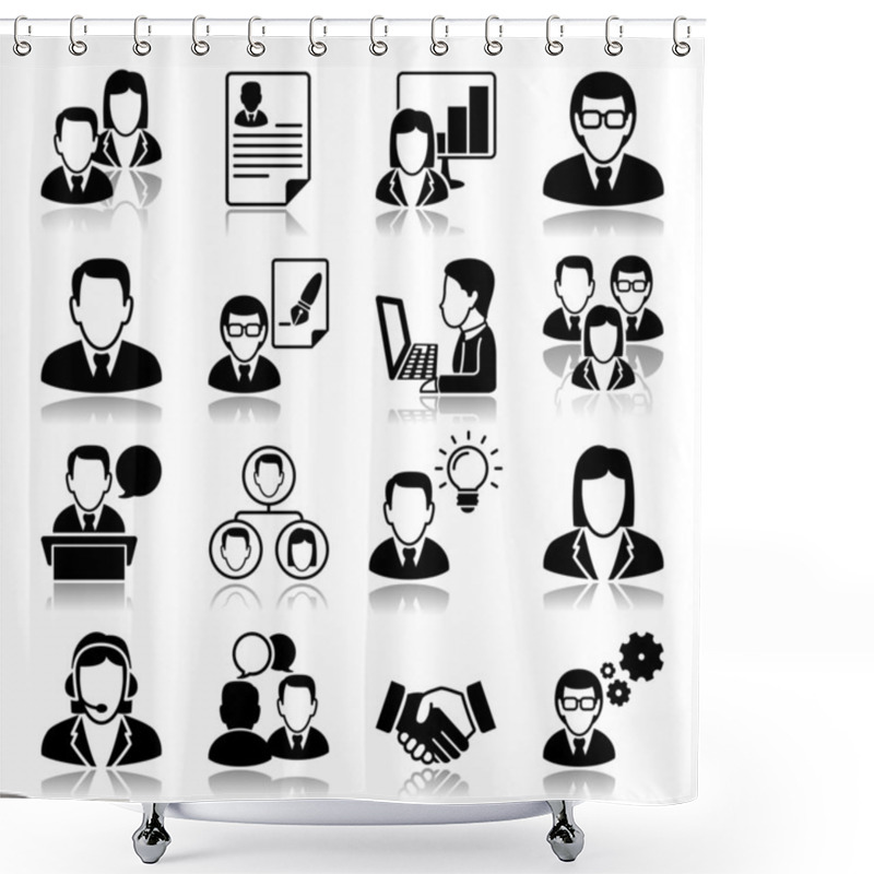 Personality  Icons Set: Business Shower Curtains