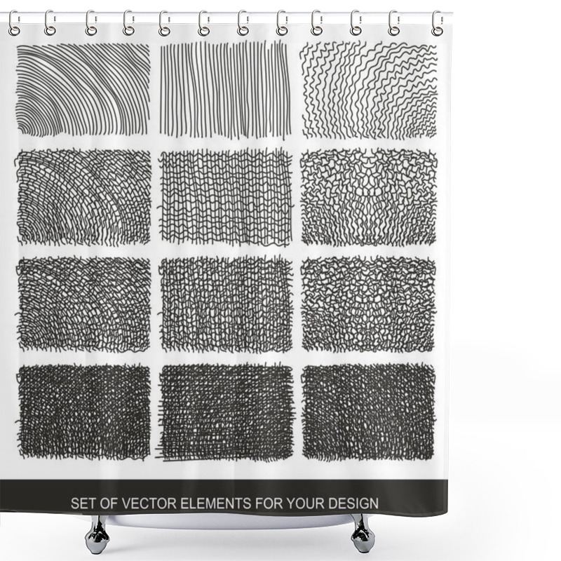 Personality  Set Drawing Gradient Texture Brushes. Hand-drawn Abstract Design Shower Curtains