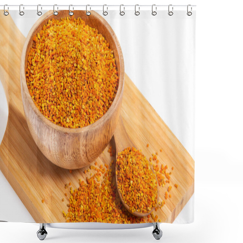 Personality  Bee Pollen Grains Natural And Healthy Food; Top View. Shower Curtains