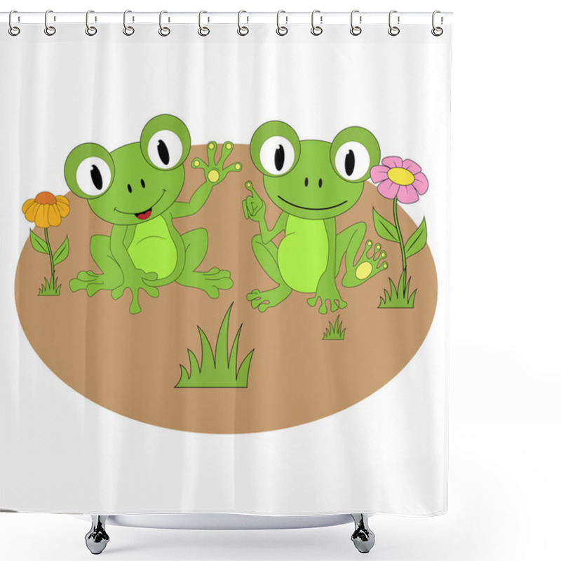 Personality  Cute Frogs, Simple Vector Illustration    Shower Curtains