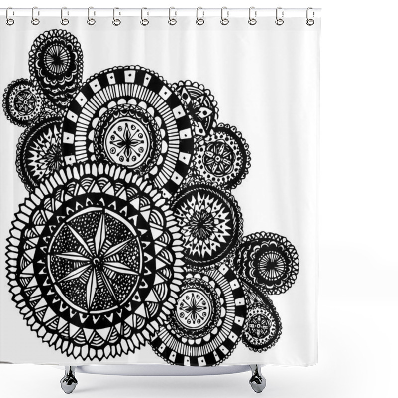 Personality  Black And White Ornate Hand Drawn Shower Curtains