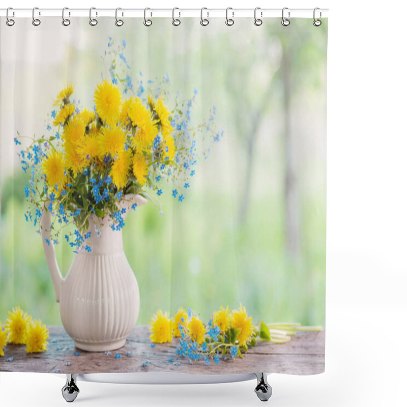 Personality  Bouquet With Forget-me-not And Dandelions Shower Curtains